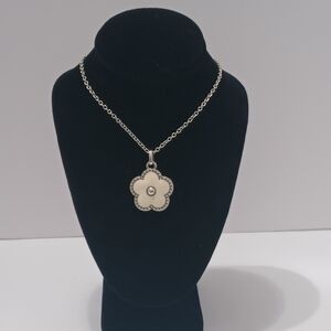 Brighton DAZZLING LOVE FLOWER White Silver Crystal Flower Necklack.